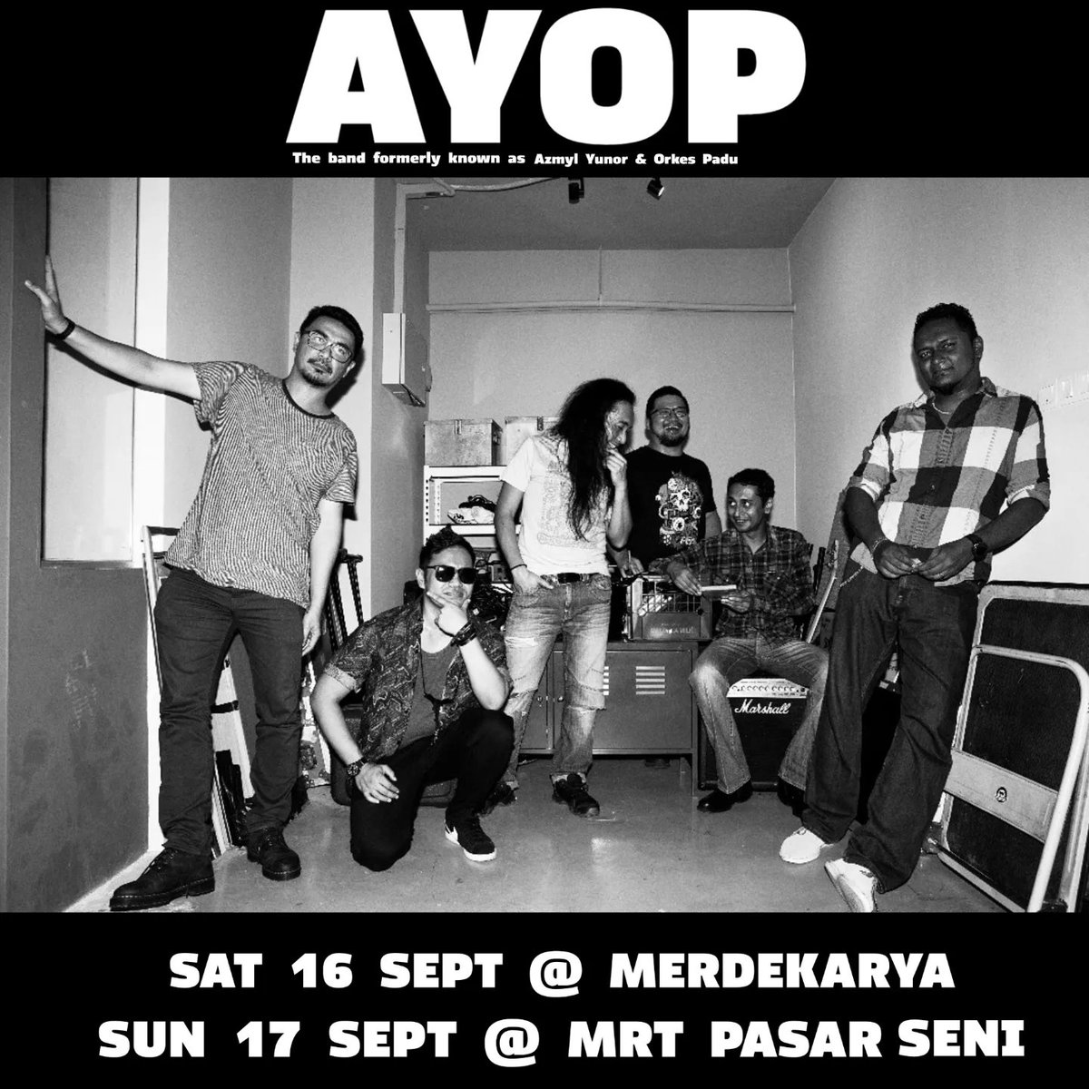 azmyl's tweet image. #AYOP RETURNS #KL &amp;amp; #PJ 🇲🇾

👉🏽#PJ SAT 16 SEPT @merdekarya 8:30pm / RM30 

👉🏽#KL SUN 17 SEPT @MRTMalaysia Pasar Seni (Entrance B outdoor) 8:30pm / free

@postagig @twt_gig @twt_muzik @Jenn_Thompson @MalayaRoll
@musicaddicts_my @junklistMY
@kakiseni @inirondivu @kelipanstore