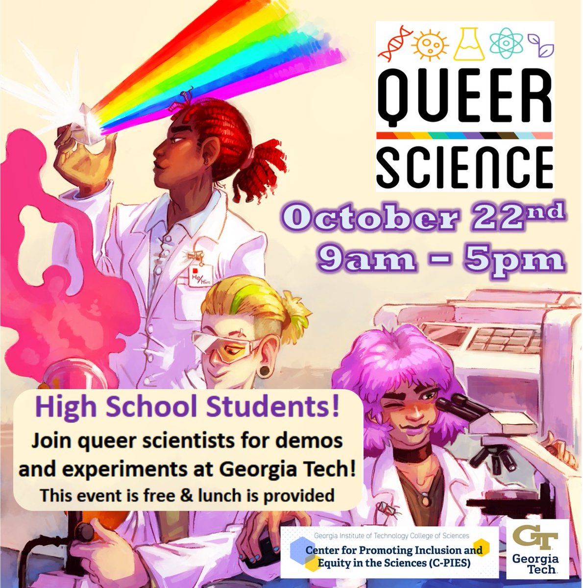 Excited to be back organizing a new chapter of Queer Science at GaTech! I loved my team at UMN and have been missing it since moving on If you've got any LGBTQ+ connections in the greater Atlanta area we could use some help starting to advertise! <3 queerscience.lgbtqia.gatech.edu