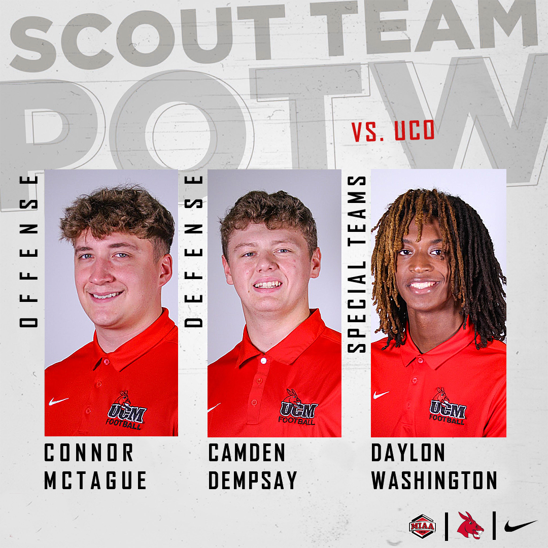 Mules Football (@ucmfootballteam) on Twitter photo After a great win, we always thank the student - athletes that helped us get the W! Scout Team POW are Connor <a href="/ConnorMcTague52/">Connor McTague</a>, Camden @Camden_dempsay, and Daylon <a href="/dwashington_9/">Daylon Washington</a>
#EPIC After a great win, we always thank the student - athletes that helped us get the W! Scout Team POW are Connor <a href="/ConnorMcTague52/">Connor McTague</a>, Camden @Camden_dempsay, and Daylon <a href="/dwashington_9/">Daylon Washington</a>
#EPIC