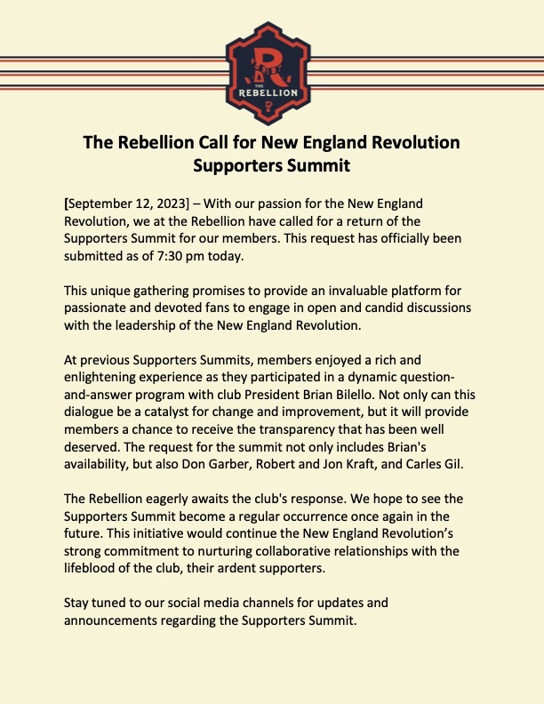 NERebellion's tweet photo. An update from the Rebellion #NERevs #SupporterSummit2023 #RebelFamily https://t.co/QrMqM3psOL