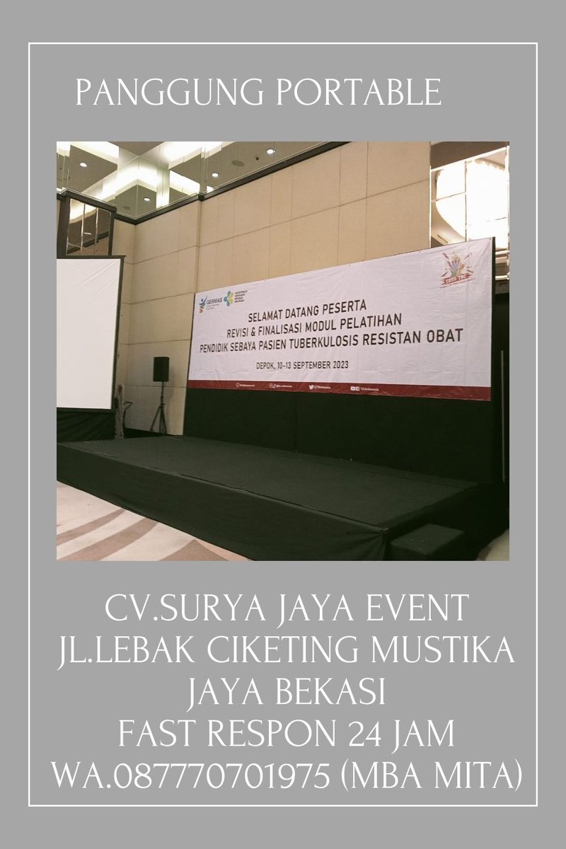 jaya_event's tweet image. Panggung Portable
Setiap penyewaan, dapat dilengkapi dengan dekorasi. Info lebih lanjut hubungi nomer berikut.
CV.SURYA JAYA EVENT
JL.LEBAK CIKETING MUSTIKA JAYA BEKASI
FAST RESPON 24 JAM
WA.087770701975(MBA MITA)
#panggung #sewapanggungportable #viral #viralindo #sewa #persewaan