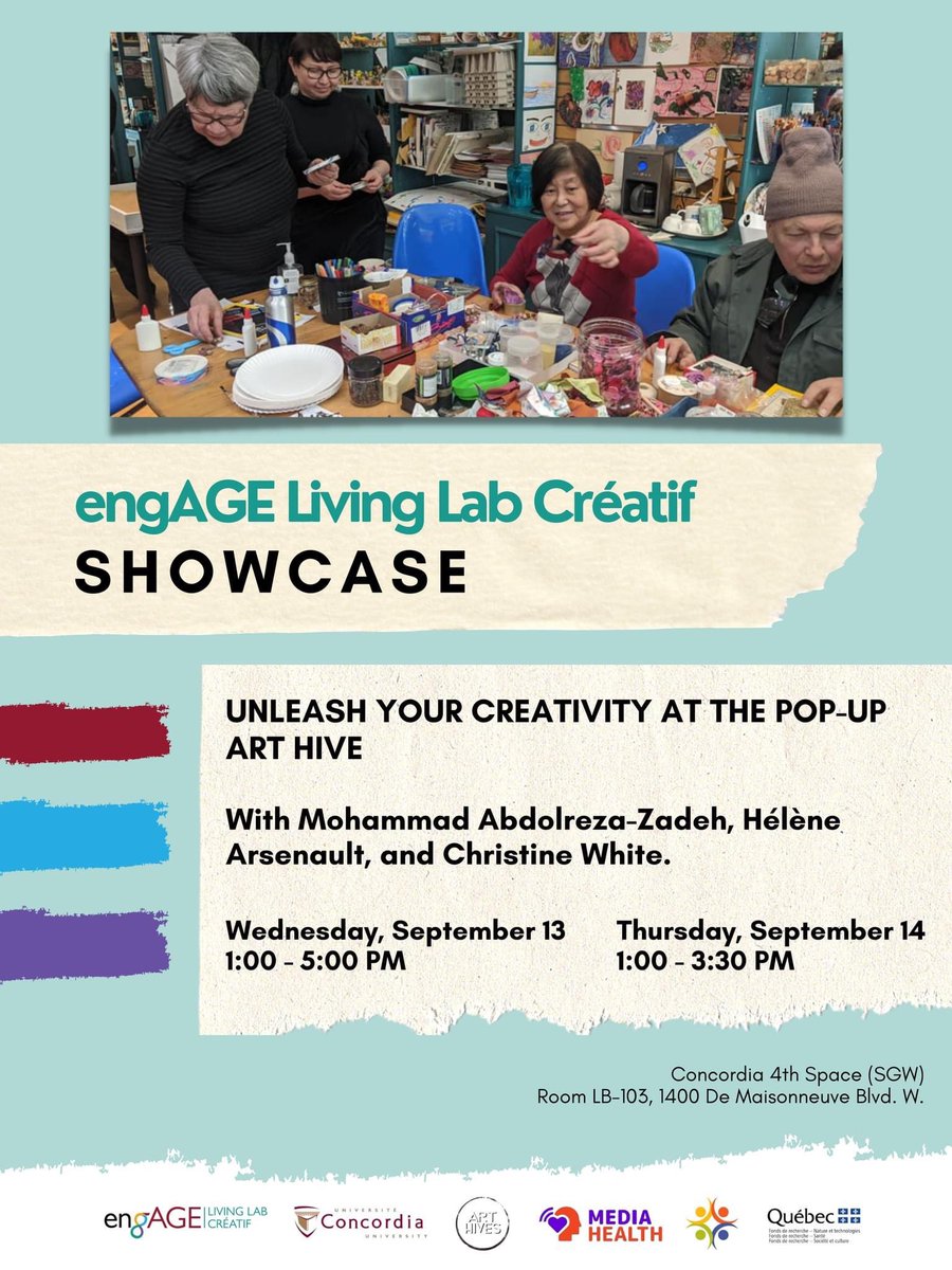 Nous sommes ravis de vous inviter à la vitrine du laboratoire vivant engAGE, où nous nous réunissons pour célébrer notre parcours collectif. Nous voulons que vous fassiez partie de cet événement marquant.

concordia.ca/cuevents/offic…