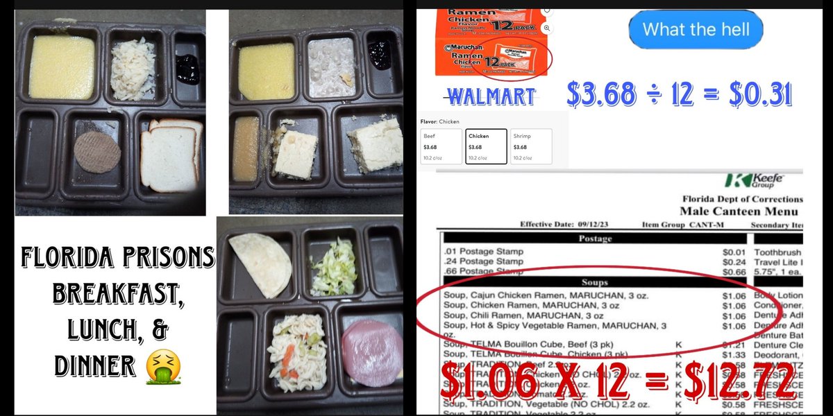 #StarvingThem with this 🐶💩  🤮 #CookingThemToDeath with no AC 🥵 #UnjustlyPunishingThem to decades longer than necessary 🔒 #ExploitingThem with canteen prices & the 2nd ⬆️ this yr 💰😡 #LockingThemUpAndThrowingAwayTheKey with no parole or reviews ⛓️ #FloridaIncarcerationIssues