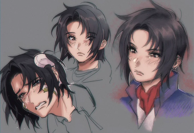 rly need to stop not drawing for months at a time bc I'm getting so rusty. but here's a few kazuki fafners bc i remain fascinated by hisashis art 