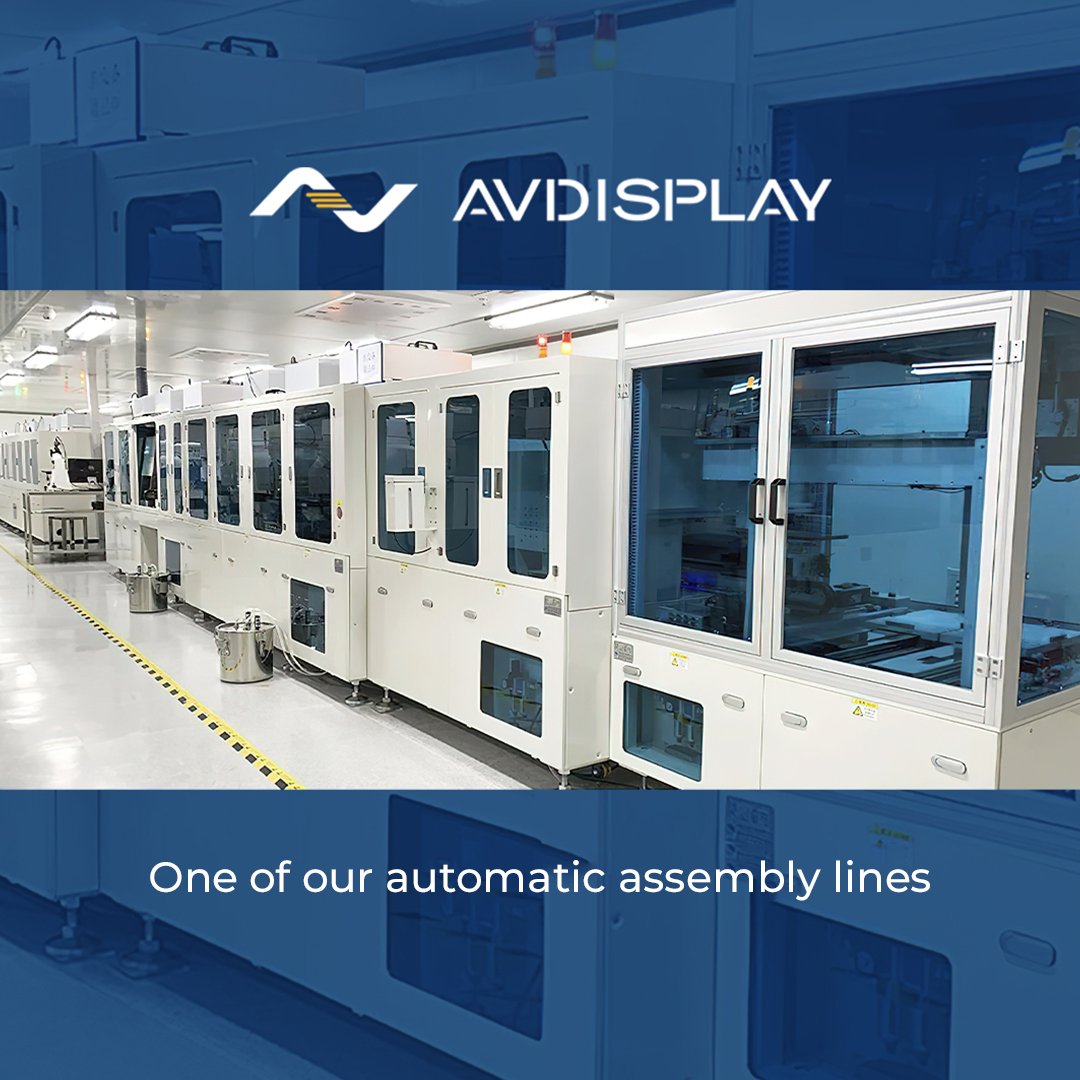 AV-Display is using leading-edge production equipment for each step in the production process, such as automated optical inspection, mounting of COG (chip on glass) or COB (chip on board) PIN assembly, lamination, optical bonding etc.