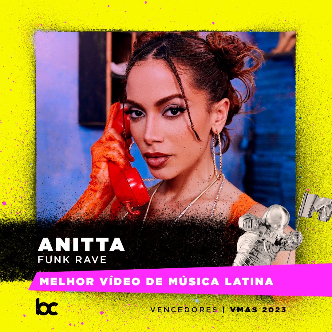 bchartsnet's tweet photo. 🚨🇧🇷 É DO BRASIL! Anitta vence o 2º #VMA da carreira com a Best Latin "Funk Rave". https://t.co/phGEg902tO