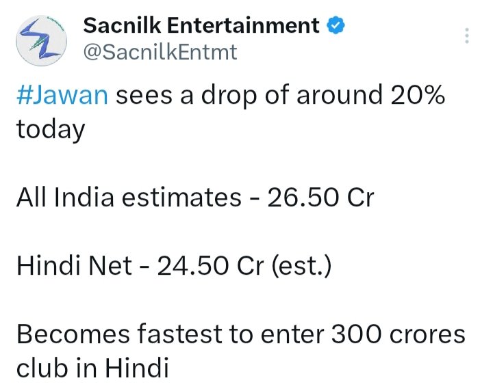 deo26's tweet image. Tuesday. #Jawan drops by 20% from Monday. #sacnilk