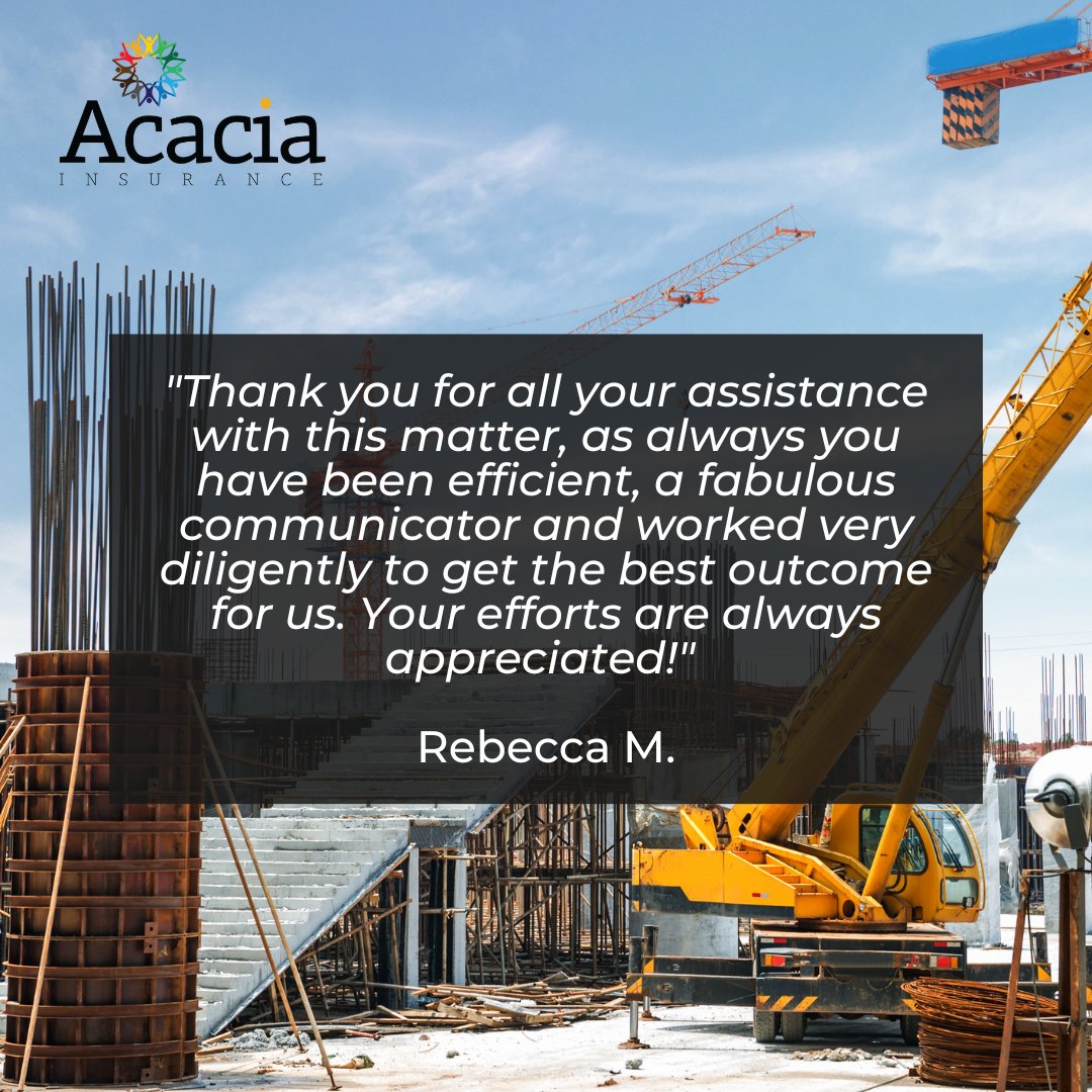 AcaciaInsurance's tweet image. A recent testimonial from one of our valued clients.

"Thank you for all your assistance with this matter, as always you have been efficient, a fabulous communicator and worked very diligently to get the best outcome for us. Your efforts are always appreciated!" - Rebecca M. -