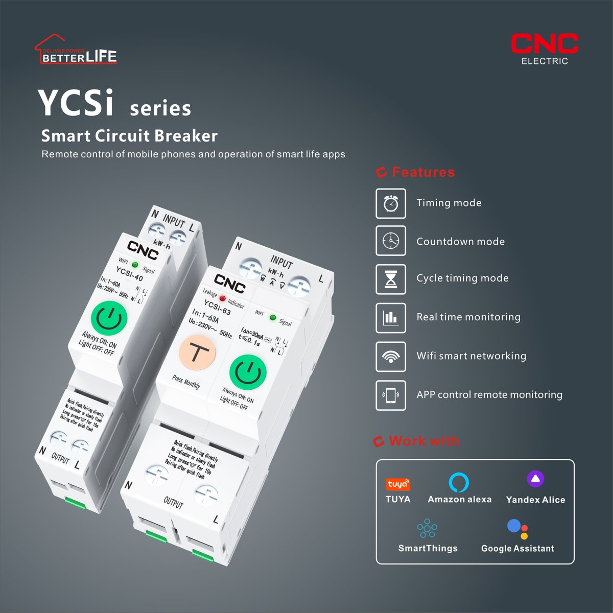 cnc_electric's tweet image. CNC YCSi WiFi Smart Circuit Breaker, featured as various functions for smart home automation, intelligently control the connected devices via Tuya Smart APP control and voice control by voice assistants.
#smarthome #smartgadget #smartcircuitbreaker #cncelectric #electric