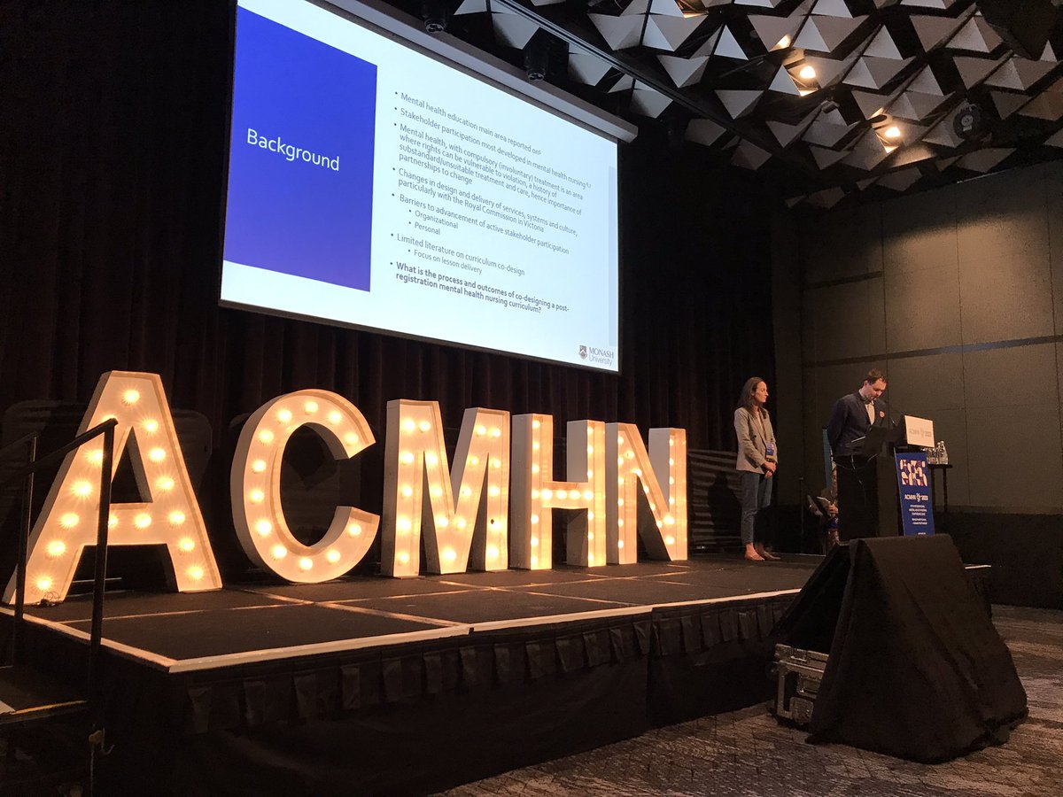 We have to work together. @tomwoodau and @AlisonCHansen sharing findings from our study on co-designing a post registration mental health nursing curriculum #ACMHN2023