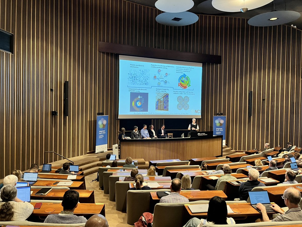 NCInews's tweet photo. Great to be at Day 2 of #IntegratedEarth for discussions on earth science across the disciplines. NCI’s Dr Ben Evans is presenting now about the digital #research infrastructures capabilities in Australia.
@AuScope @TERN_Aus @ARDC_AU @IMOS_AUS @ACCESS_NRI @Science_Academy https://t.co/9ssM2RV0lK