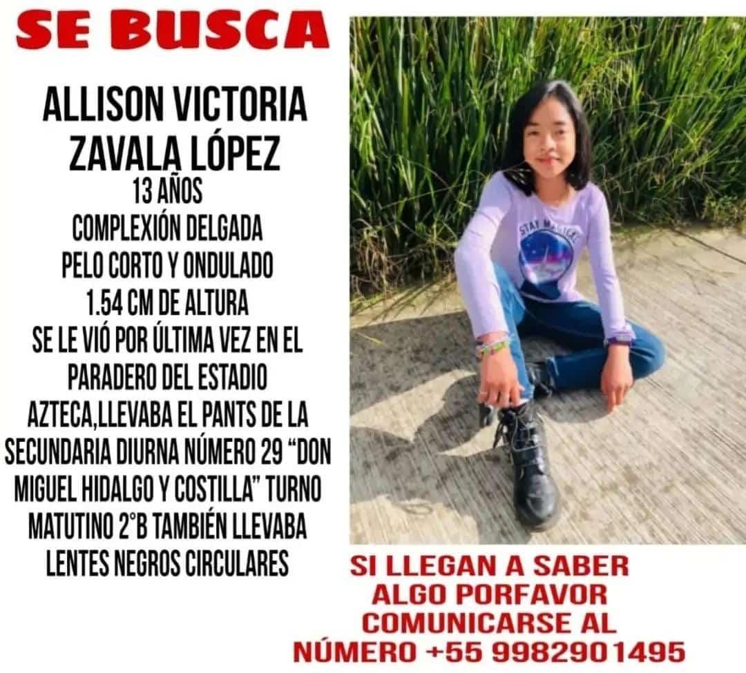 TlalpanAl's tweet photo. ⚠️#Atención | 

Pedimos su apoyo para localizar a Allison Victoria Zavala López.

¡Comparte, tu ayuda es muy importante, su familia la espera en casa! 🙏🏽

#Tlalpan #TeCumplimosYSeguiremosCumpliendo https://t.co/ncTyMqkcAb