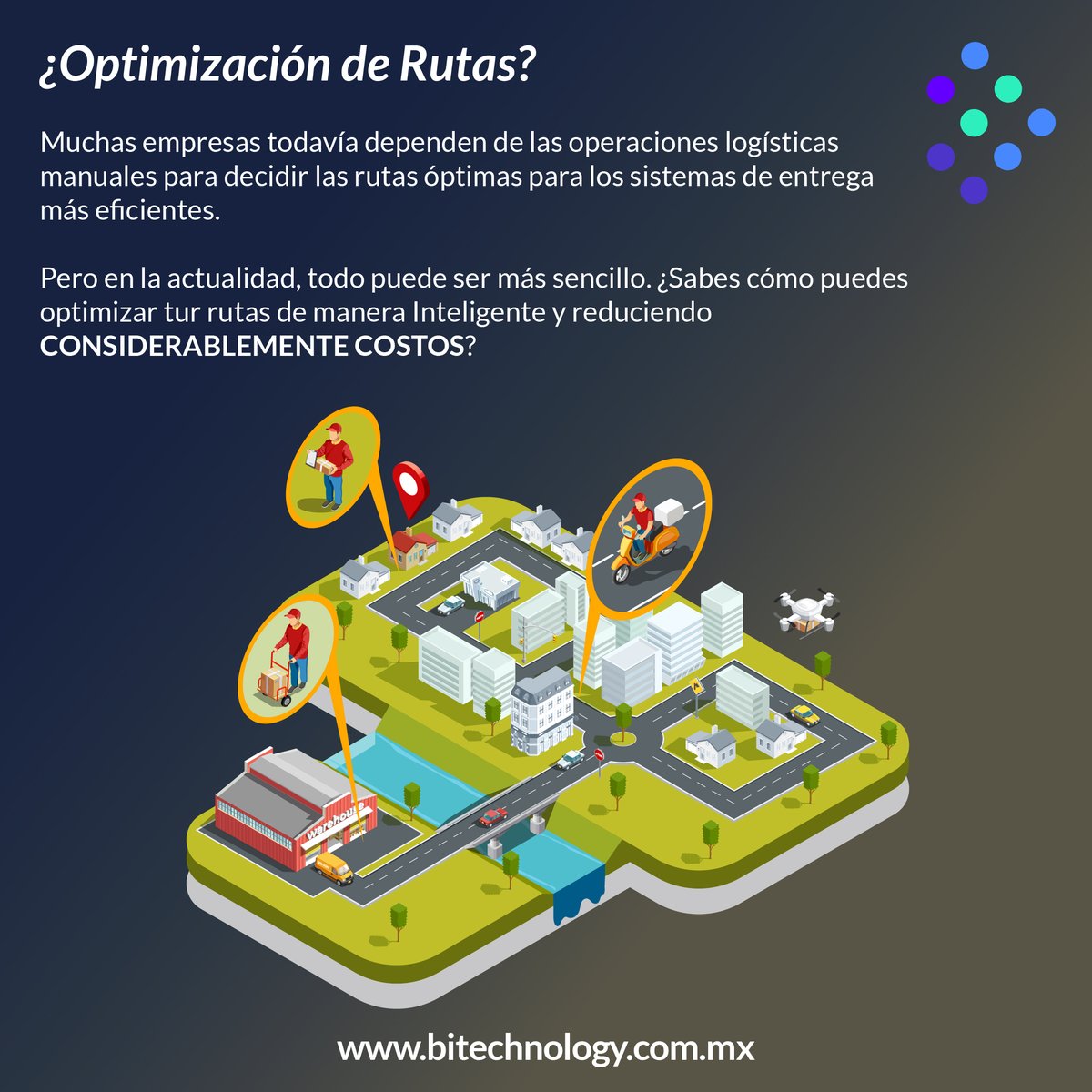 ¿Optimización de Rutas?

¿Sabes cómo puedes optimizar tur rutas de manera Inteligente y reduciendo CONSIDERABLEMENTE COSTOS?
 
¡Nosotros te decimos!, da clic aqui: eli.bitechnology.com.mx

#intelligencesolutions #technology #logistica #logistic #logisticaytransporte