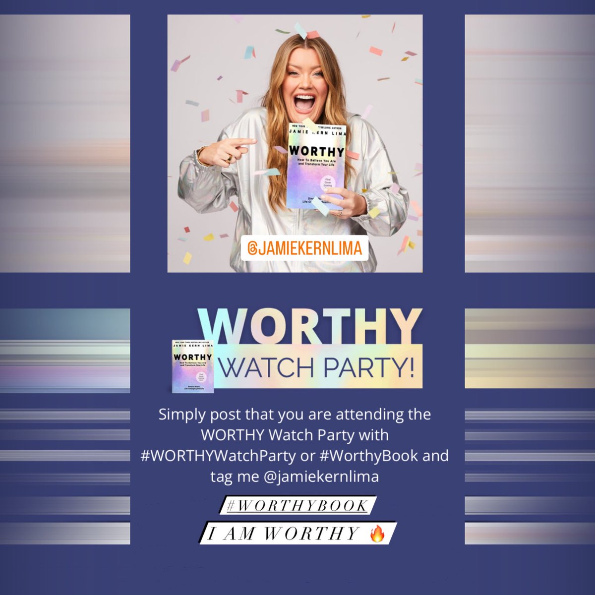 Yay! I’m in the I’m worthy book live with @JamieKernLima ! Looking forward to seeing you and the worthy community x #worthybook #jamiekernlima #WORTHYWatchParty #personaldevelopment #learning #worthy