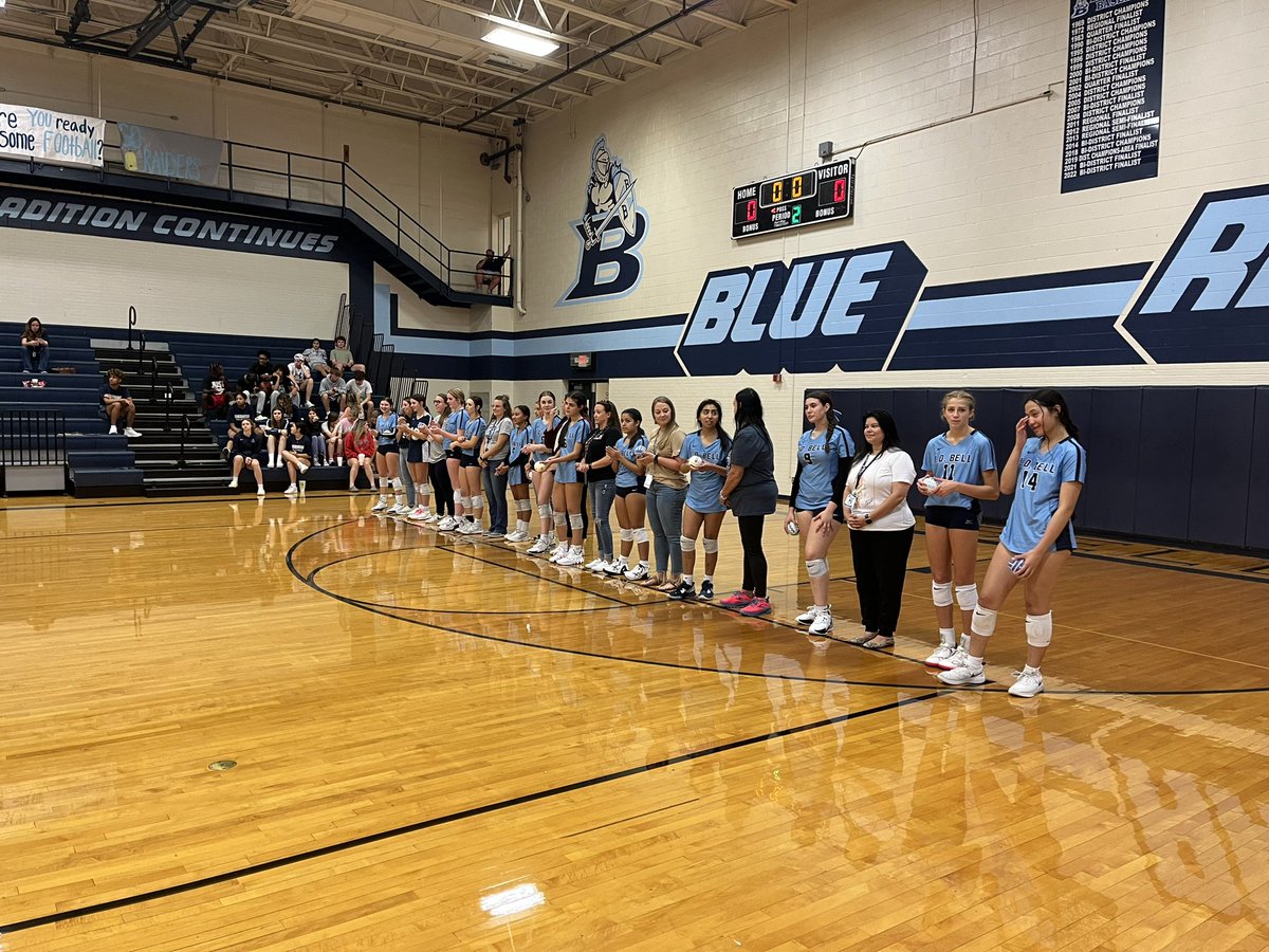 LDBellVball's tweet photo. Reverse sweep! Fight and determination led the Lady Raiders to a 5-set victory against Weatherford. We are back in action Friday at Chisholm Trail. Thank you to our wonderful teachers that have impacted these girls! 💙🔔🏐 #BELLieve #TogetherWeCan https://t.co/DnG4VhFkqh