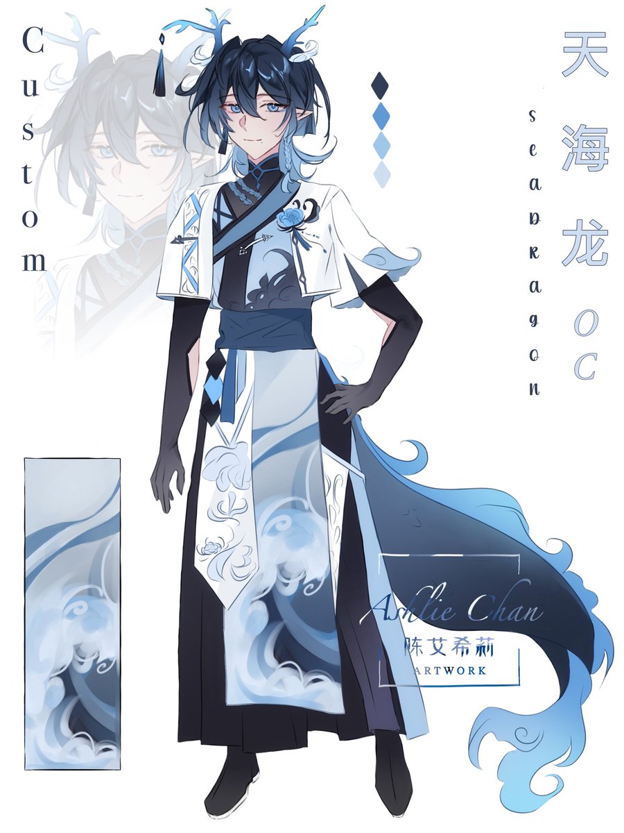 My Oc that I put off for like two months is finally finished 😭🩵🩵 what should I name him guys? HES kinda like a demigod~ 

#oc #ArtistOnTwitter