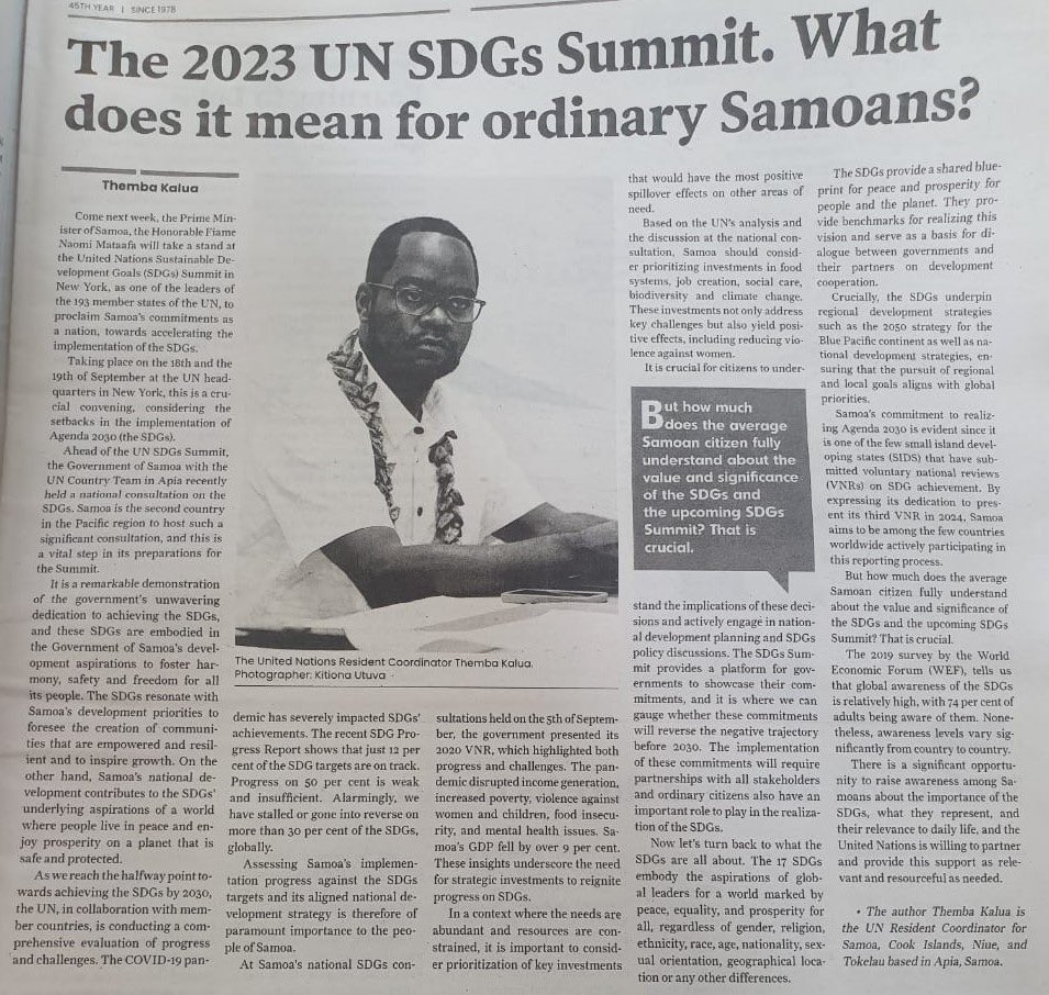 What does the #SDGSummit mean for ordinary Samoans, or other small Pacific islanders for that matter?