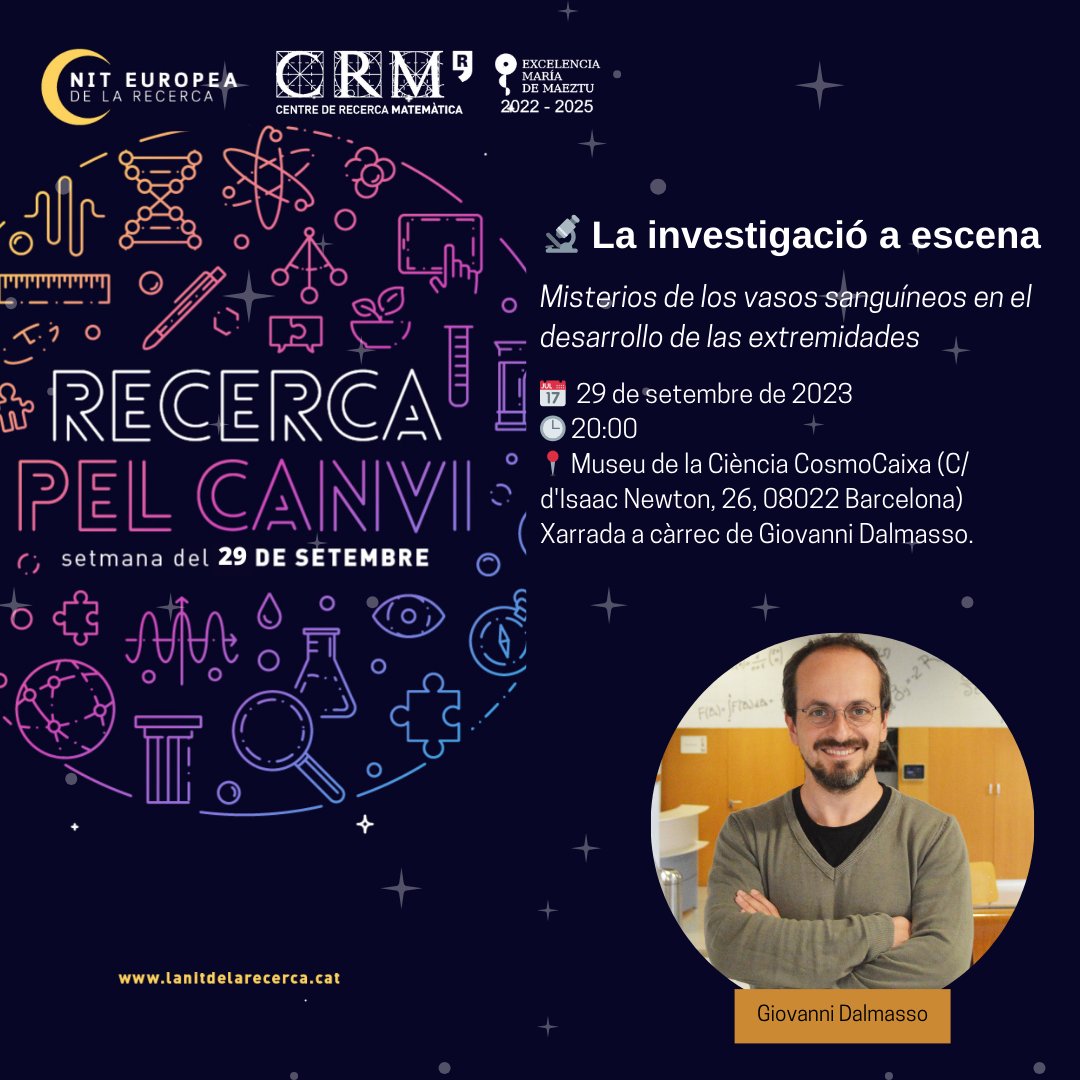 CRMatematica's tweet photo. Torna la #NitRecerCAT, amb la participació dels investigadors Axel Masó i @giodalmasso.

🍺Fem un got de ciència!
🗓️28/09
🕒19h
📍Sala Modernista del Casino de Vic
____

🔬La investigació a escena
🗓️29/09
🕒20h
📍Museu de la Ciència CosmoCaixa (Barcelona)

https://t.co/YOy3RjhTKj https://t.co/N4ffZn0M2b