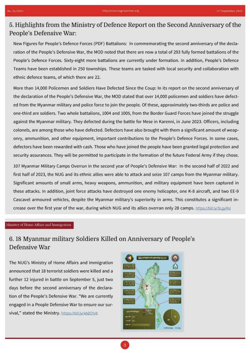 NUGMyanmar's tweet photo. National Unity Government Weekly Press Update (36 / 2023)
Download Link - https://t.co/XfAsyTTTlr
#NationalUnityGovernment
#WhatsHappeningInMyanmar https://t.co/V0arhI6wnk