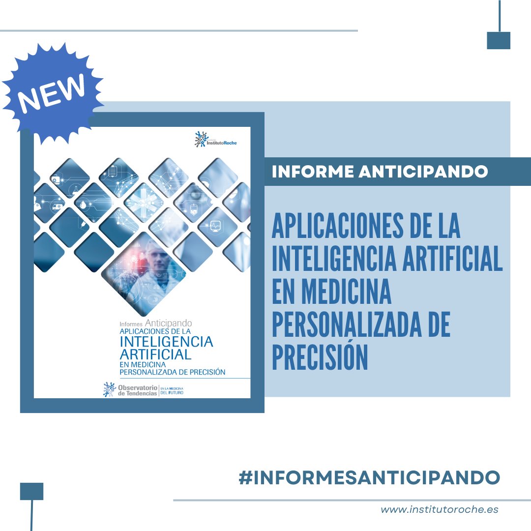 InstitutoRoche's tweet photo. 🆕¡Nuevo Informe! Aplicaciones de la #InteligenciaArtificial en MPP

⏳Predicción y prevención 
🩻 Detección precoz y diagnóstico 
💊Tratamiento y Monitorización 
🔬Investigación y desarrollo de medicamentos
🎓Formación
#AnticipandoInteligenciaArtificial
➡️https://t.co/1C6TIwKheI https://t.co/mkSQLQ1h1x