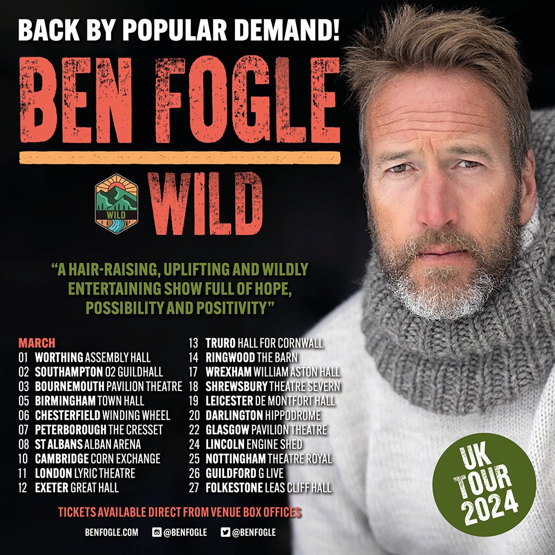 New Theatre tour. Tickets available from 10am Thursday ticketmaster.co.uk/ben-fogle-tick…