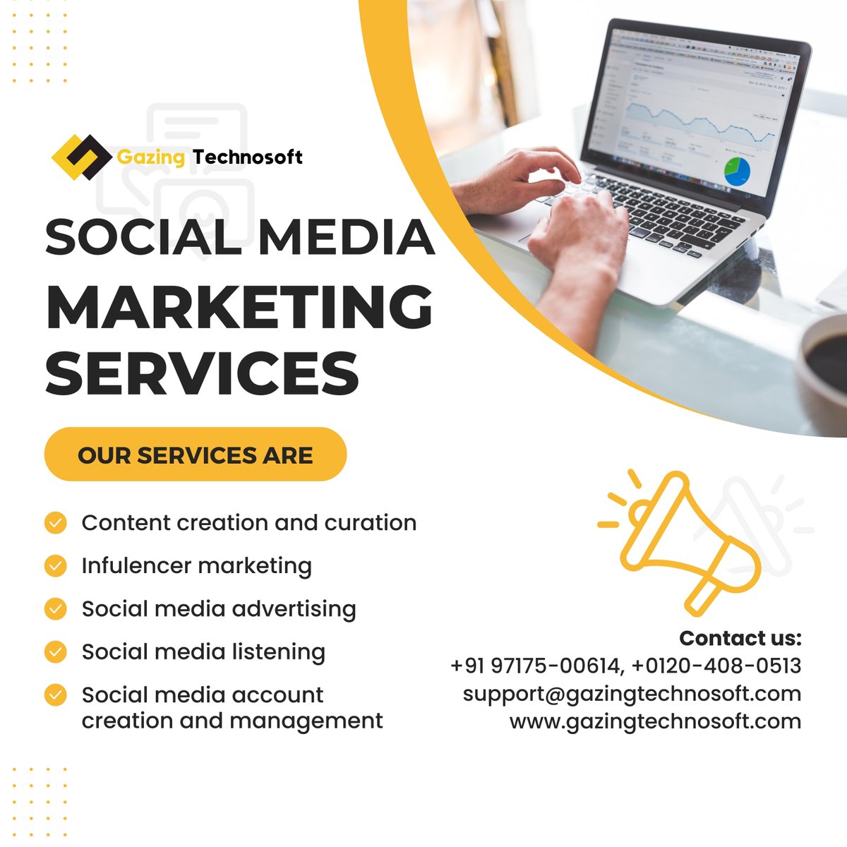 Unlock the power of social media with our top-notch services: 
Content creation and curation
Influencer marketing 
Social media advertising
Social media listening
Social media account creation and management

gazingtechnosoft.com
support@gazingtechnosoft.com

#SocialMedia