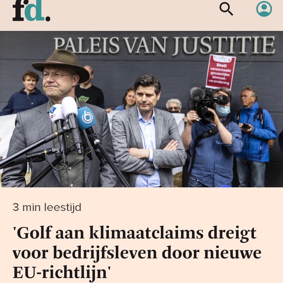 Even de koppenmaker helpen: "Golf aan klimaatclaims dreigt voor bedrijfsleven door weigering te stoppen met het veroorzaken van gevaarlijke klimaatverandering"