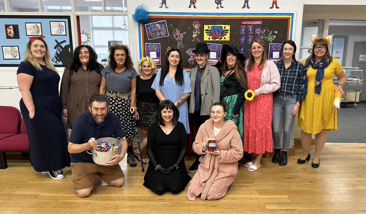 RosehillHT's tweet photo. It’s been a great start to the new school year so far… not too sure about these new staff though? Oh, hang on, it must be Roald Dahl day 😂😂😂 https://t.co/y9qx79AUl0