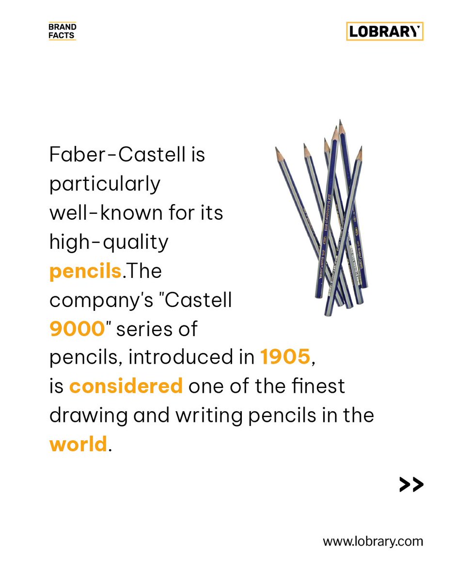 Lobrary_'s tweet photo. Faber-Castell has a global presence with manufacturing facilities and subsidiaries in many countries. Their products are available in over 120 countries.
#lobrary #brandfacts #brands #fabercastell #branding #facts #pen #art #artists #drawing #libraryofbrands #hidden https://t.co/pcfGWzRNtH