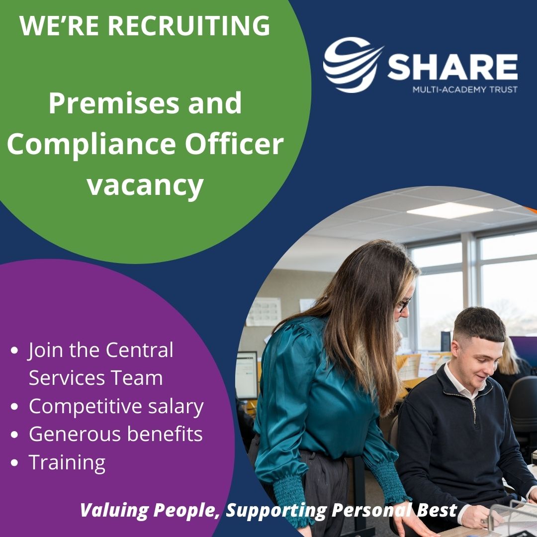 We are seeking to recruit a Premises &amp; Compliance Officer to join the Central Services Team. This role will support a well-established, high quality, operational service across our 8 academies in the Kirklees district. Find out more ➡️sharemat.org/page/?title=Va…