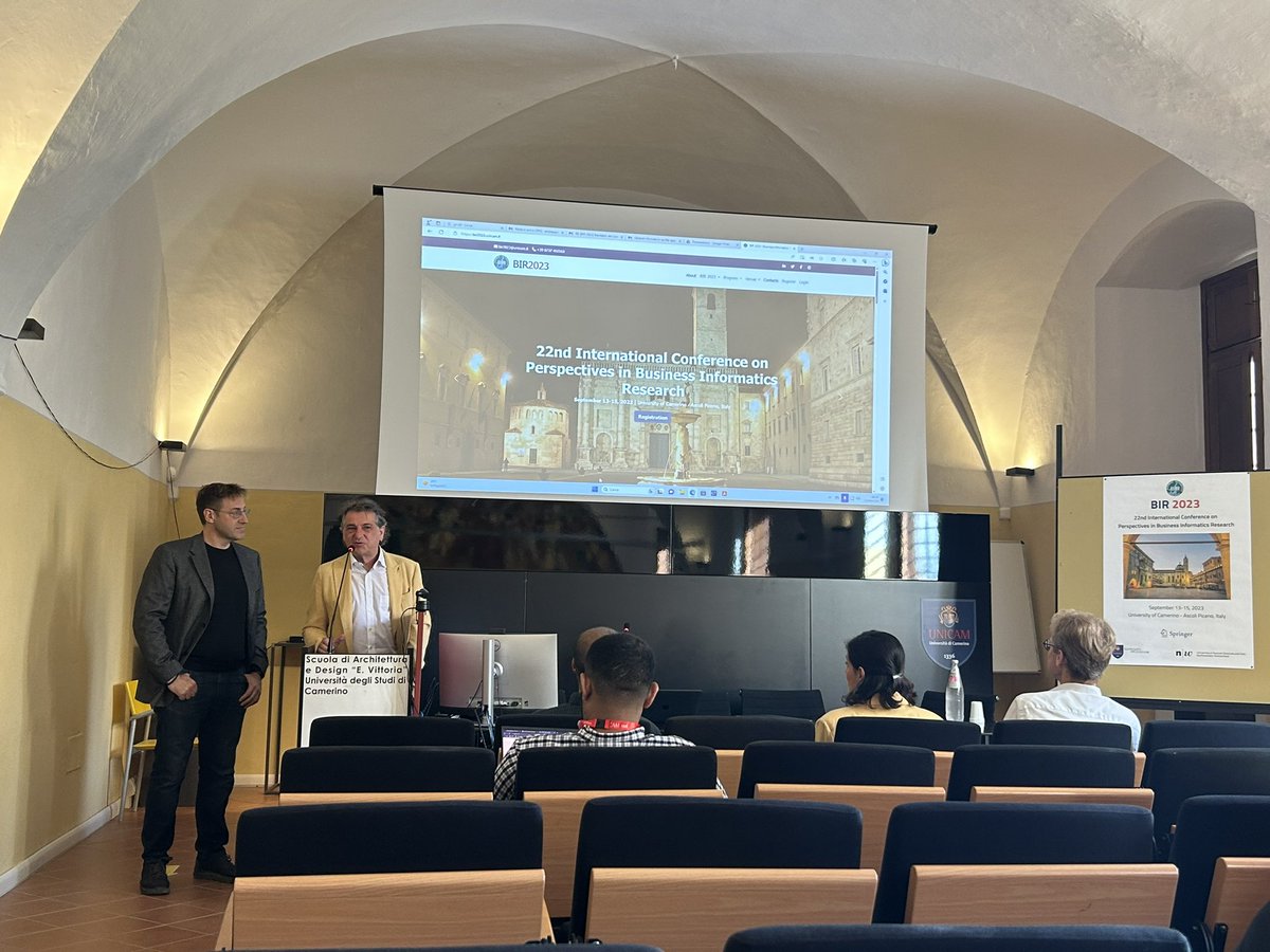 The program co-chairs <a href="/knuthinkelmann/">Knut Hinkelmann</a> and Javier Lopez-Pellicer on stage, greetings the participants and providing insights one the accepted papers.