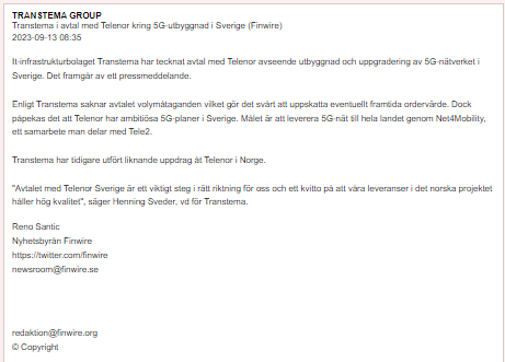 varmdoinvest's tweet photo. #Transtema Kul med lite positiva nyheter. https://t.co/1emtp2u1oS