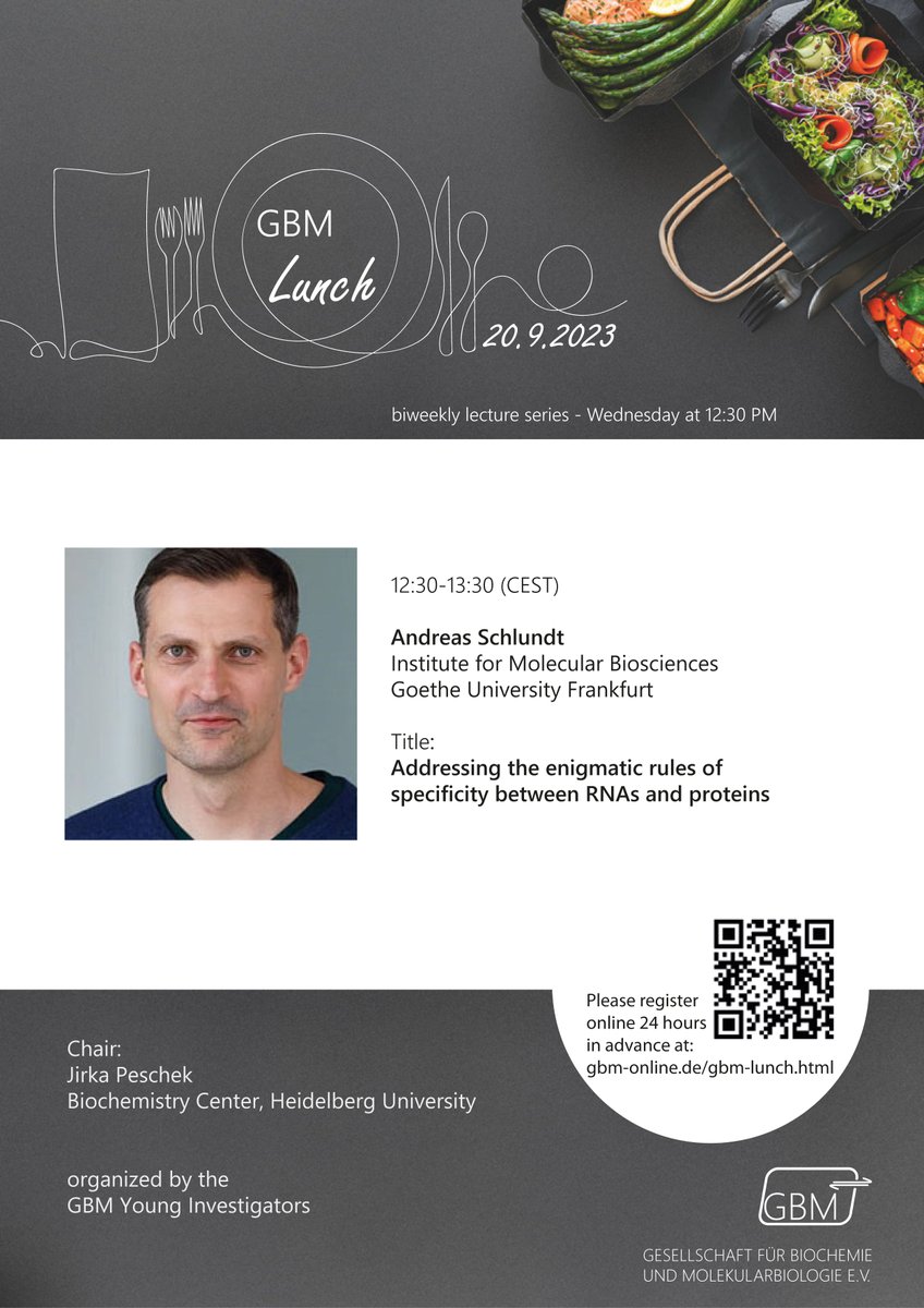 GBM e.V. (@gbm_ev) on Twitter photo Save the date: 71st #GBMLunch on Oct 4, Andreas Schlundt <a href="/lab_nmr/">SchlundtLabNMR</a> on “Addressing the enigmatic rules of specificity between #RNAs and #proteins”, organized by GBM Working Group #YoungInvestigators <a href="/JirkaPeschek/">Jirka Peschek</a>, more info at gbm-online.de/gbm-lunch.html Save the date: 71st #GBMLunch on Oct 4, Andreas Schlundt <a href="/lab_nmr/">SchlundtLabNMR</a> on “Addressing the enigmatic rules of specificity between #RNAs and #proteins”, organized by GBM Working Group #YoungInvestigators <a href="/JirkaPeschek/">Jirka Peschek</a>, more info at gbm-online.de/gbm-lunch.html