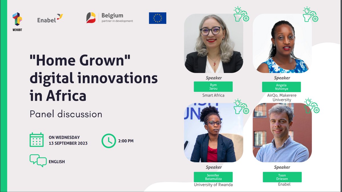 AirQoProject's tweet photo. ✅What are the main drivers&catalysts for digital innovation in Africa?
✅How can they be further nurtured & supported?
This afternoon, we'll be discussing enabling factors for homegrown digital innovations in Africa.
📍Park Inn Radisson 🇷🇼
⏲️ 2:00PM GMT
🗓️ Wed 13th
#WehubitDays https://t.co/0SiB9f2ubV