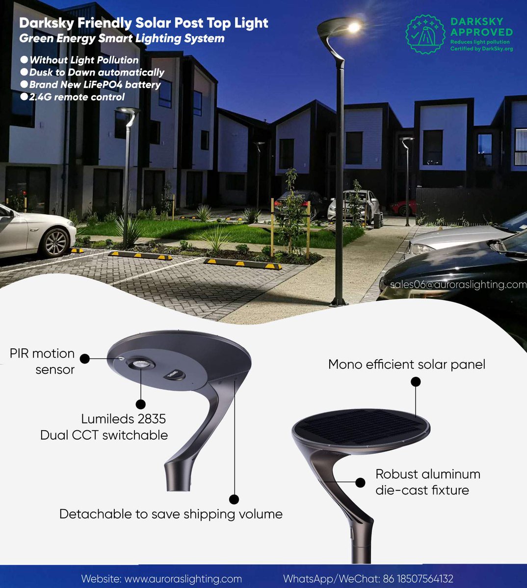 Josie_Auroras's tweet image. Green energy smart control solar powered post top light for area roadside lighting. WhatsApp/WeChat: 86 18507564132

#solarlight #solarled #ledstreetlight #streetlight #ledlight