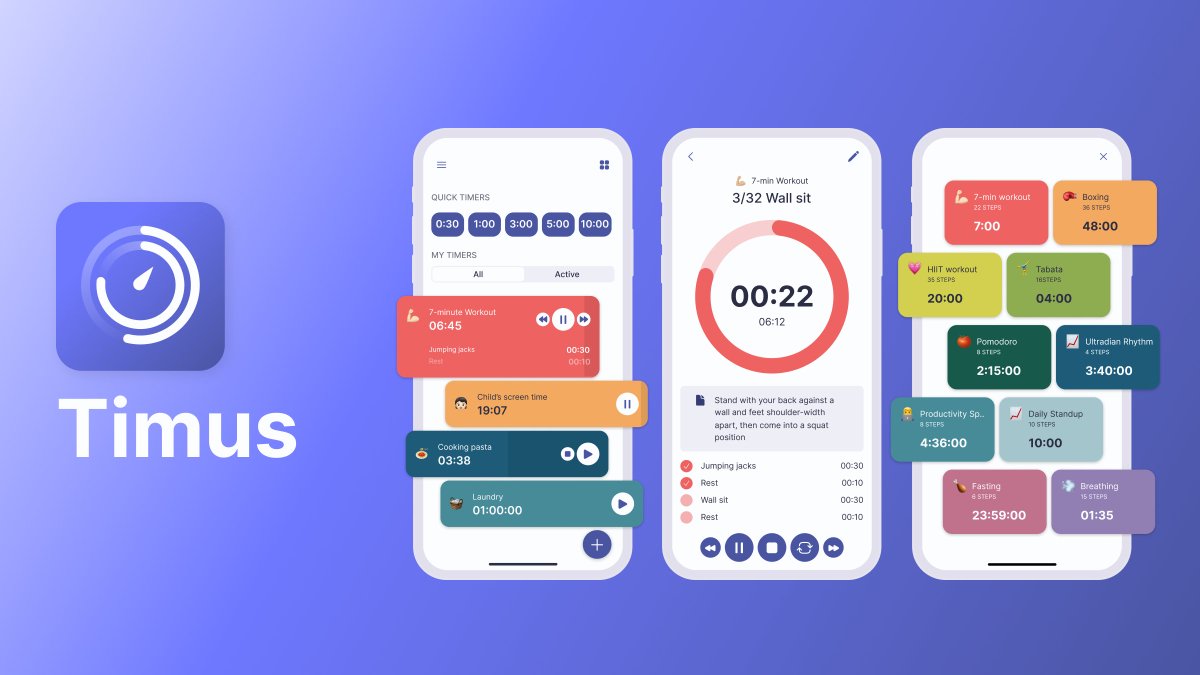 timus_app's tweet photo. Introducing: Timus - Visual multi timer

⏲Multiple timers: Run them all at once, even multi-step ones
🗂Templates for any case: Tabata, Pomodoro, Rare-steaks…whatever you need
📱iOS features: Live activities, Dynamic Island and Widgets available

Soon on AppStore! https://t.co/xGhWAwkehX
