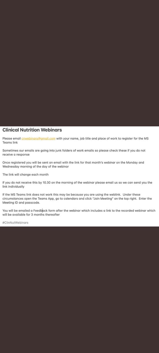 1 week until the next Clinical Nutrition Webinar 👉Type II Intestinal Failure/SNAP 🏠 @NewcastleHosps 🗓️ Wed 20th Sep ⏰ 12.30 - 13.30 @NeenaRandhawa1 Email cnwebinars@gmail.com to register for all upcoming webinars on Teams @Charl0tteRutter @Emily1Clarke #ClinNutWebinars