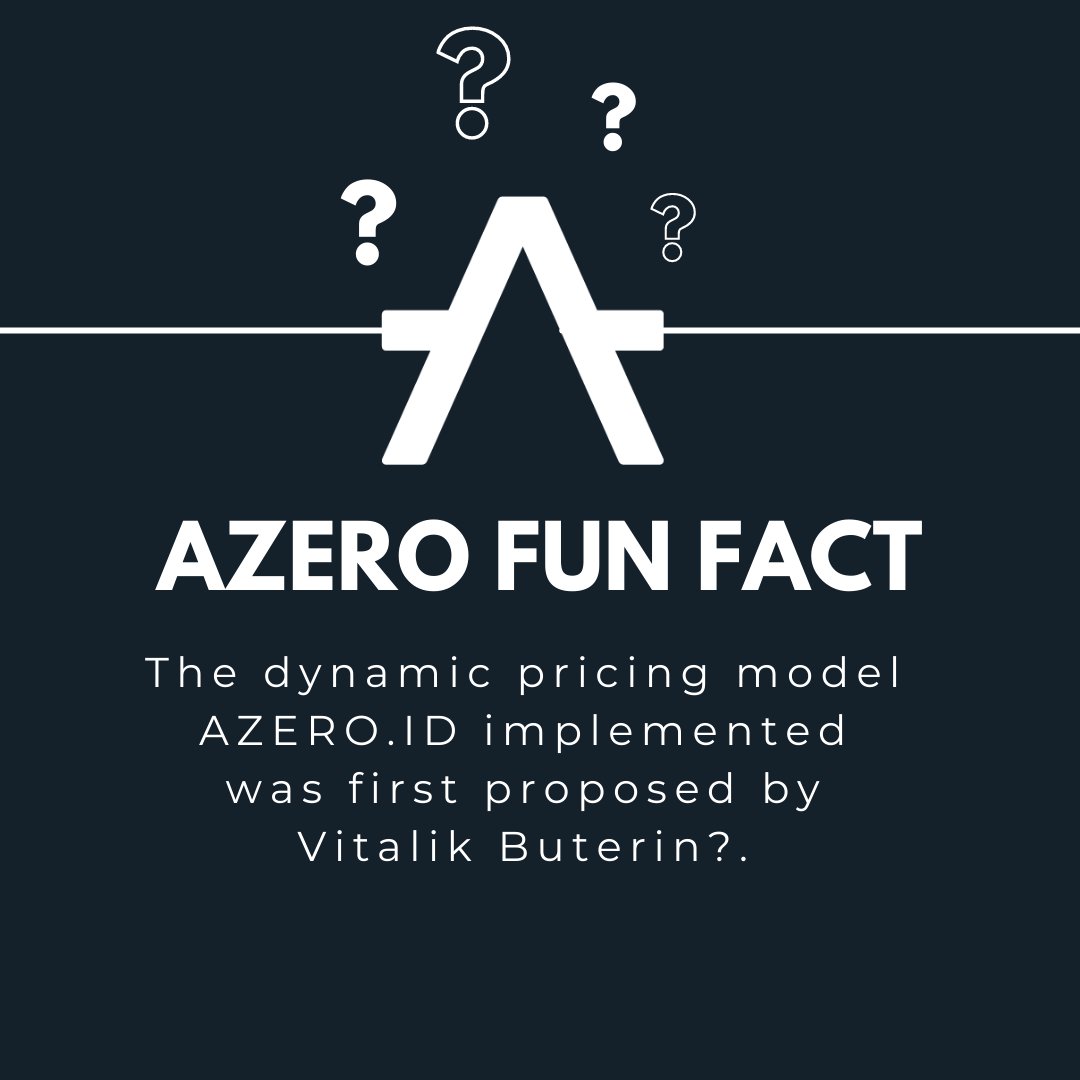 CptLeviCrypto's tweet image. #FunFactWednesday $AZERO

The 
@AZERO_ID  dynamic pricing mechanism was proposed and described by  @VitalikButerin  on his blog on the 9th of September 2022.