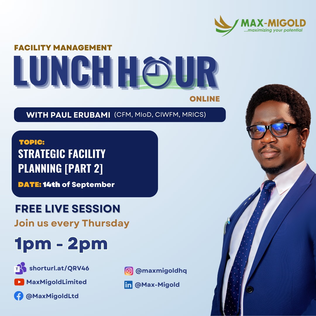 Max_Migold's tweet photo. Don't miss Thursday's free live session! During our lunch break, join us for "Strategic Facility Planning" Part 2. Expand your knowledge in facilities management. Watch this space.

#facilitymanagement
#strategicplanning
#lunchhoursession https://t.co/CC7LbvKfN0