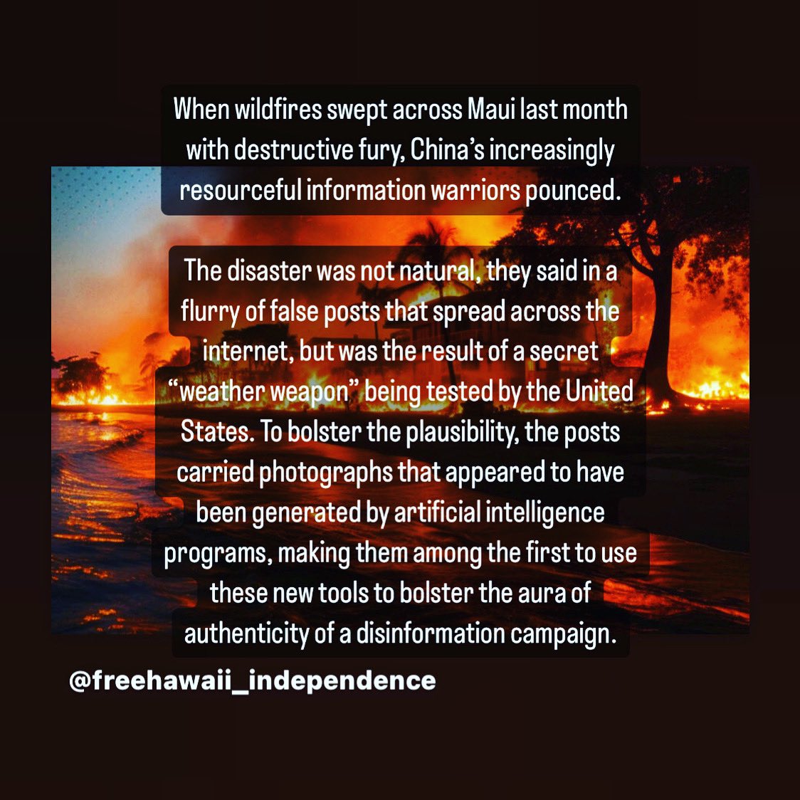 Facts only: The NOT conspiracy of Lahaina Fires. 

#Clarity on the #hostile #StateOfHawaii,
 #CountyOfHawaii, & #FEMA/#FederalGovernment #manufactered #distrust #confusion & #anger creating an environment of #chaos & #hopelessness. 

THAT is #NotAloha as exploited by government.