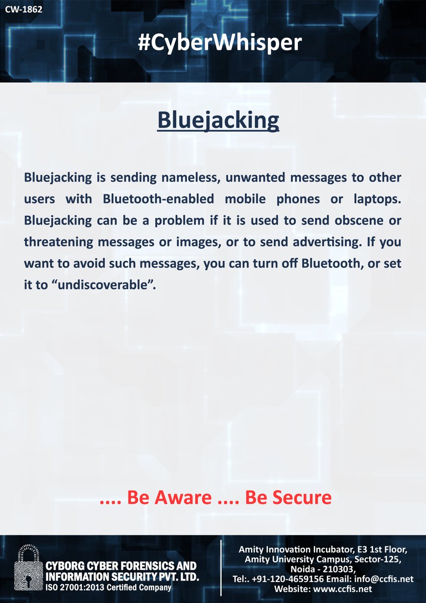 jssodhi's tweet photo. #CyberWhisper #CyberSecurity #Bluejacking https://t.co/zJjhTEq8R7