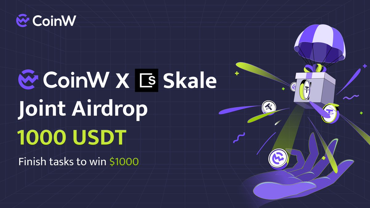 CoinWOfficial's tweet photo. 🚀 Exciting news! 🚀

🤑 @CoinWOfficial X @SkaleNetwork Joint Airdrop

📆 9/13 - 9/18

💰 Prize: 1000 USDT for 220 lucky users

Don't miss out on this amazing opportunity! 🎉

👉 Join now: https://t.co/cDIZ3X6y1C

#Airdrop #Crypto #USDT #SKALE #Giveaway 🌟