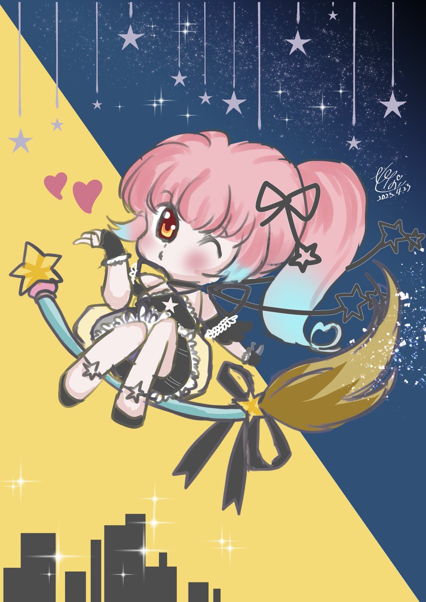 「#みんなでデフォルメ絵をあげて幸せな気分になろううちの娘魔法使いひなっツちゃん「」|ひなっツ꒰ঌ🐰໒꒱のイラスト