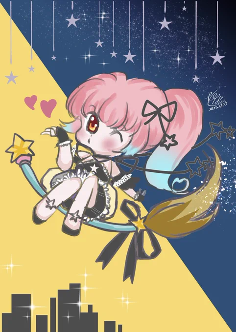 #みんなでデフォルメ絵をあげて幸せな気分になろううちの娘魔法使いひなっツちゃん「皆さん、しあわせになぁれなのっ٩(⁎ᵕᴗᵕ)۶━☆•*¨*✲・.*」 