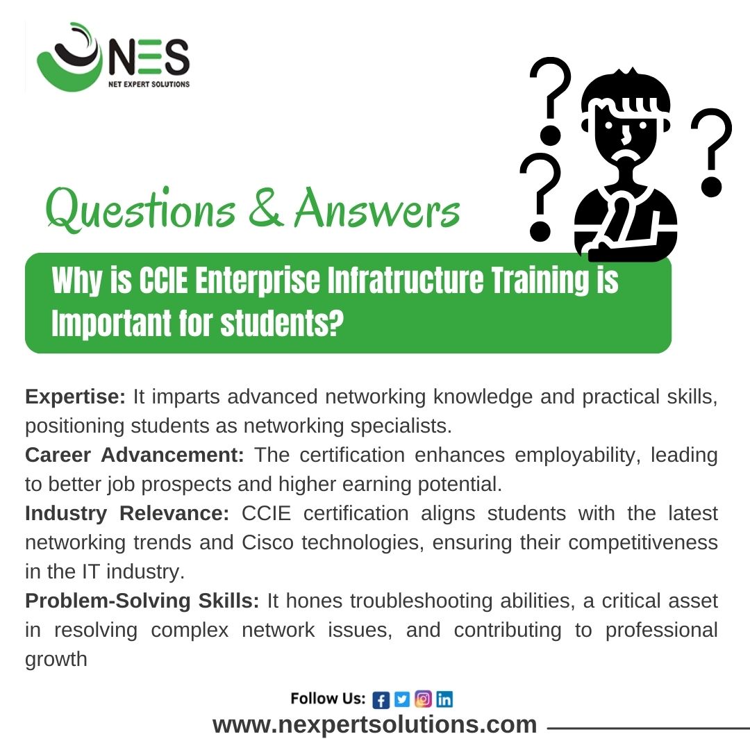 NESnetworking's tweet image. Cisco Certified Internetwork Expert (CCIE) Enterprise Infrastructure training is important for students and professionals. 
𝗘𝗻𝗿𝗼𝗹𝗹 𝗻𝗼𝘄: nexpertsolutions.com
𝗖𝗼𝗻𝘁𝗮𝗰𝘁 𝘂𝘀: +91-9582-801-239
𝗘𝗺𝗮𝗶𝗹: info@nexpertsolutions.com
#CCIEEnterpriseInfrastructure #Net