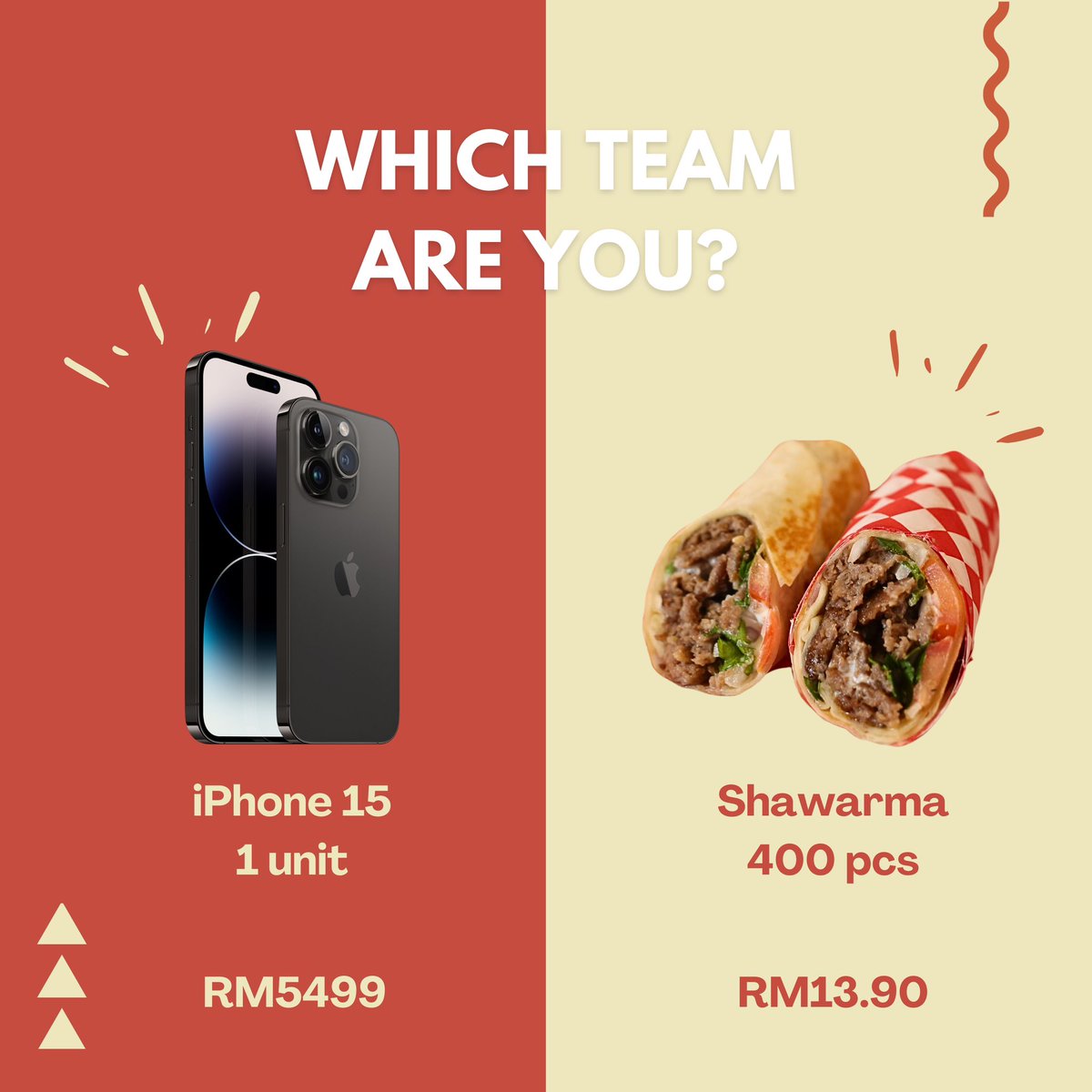 📱 Tech dream vs. Kebab cravings! 💭🌯

Upgrade to the iPhone 15 or indulge in 400 delicious Shawarmas? You decide! 🤩📲

Comment below with your pick: iPhone15 or Shawarma 🗳️👇

#bigbosshsp #bbhsp #australiafood #malaysiasupper #klfoodie #klsupper #muslimfriendly #iphone15