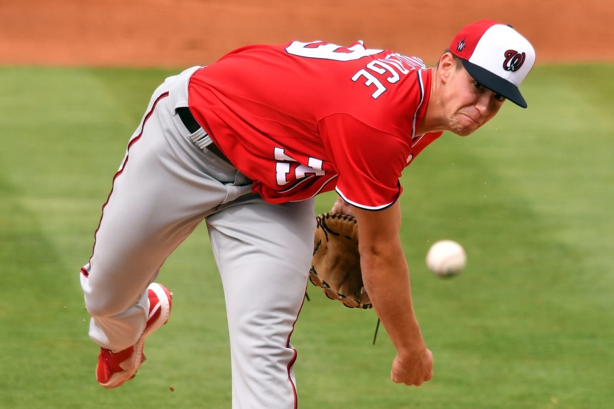 ProspectJP's tweet image. WSHがジャクソン・ラトレッジ（RHP）をコールアップ。コンパクトなデリバリーから99マイルのストレートとスライダー、チェンジアップ主体のプレースタイル。ボールパワーはエースクラスもロケーション面の甘さからマイナー4年でK/9＝8.8止まり。23年は2A-3Aでプレーし3.71ERAをマーク。 #mlbjp