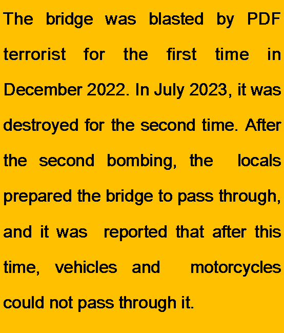 Freelancejou333's tweet photo. At about 9:00 p.m. yesterday, KTLA and PDF terrorist have exploded 160-foot-long and 20-foot-wide steel frame concrete bridge over the Yangkot River on Kawkariek-Yankok-Nung Nai road in Kayin state.
#WhatsHappeninglnMyanmar #PDFterrorists https://t.co/ZC6ZFHQID8