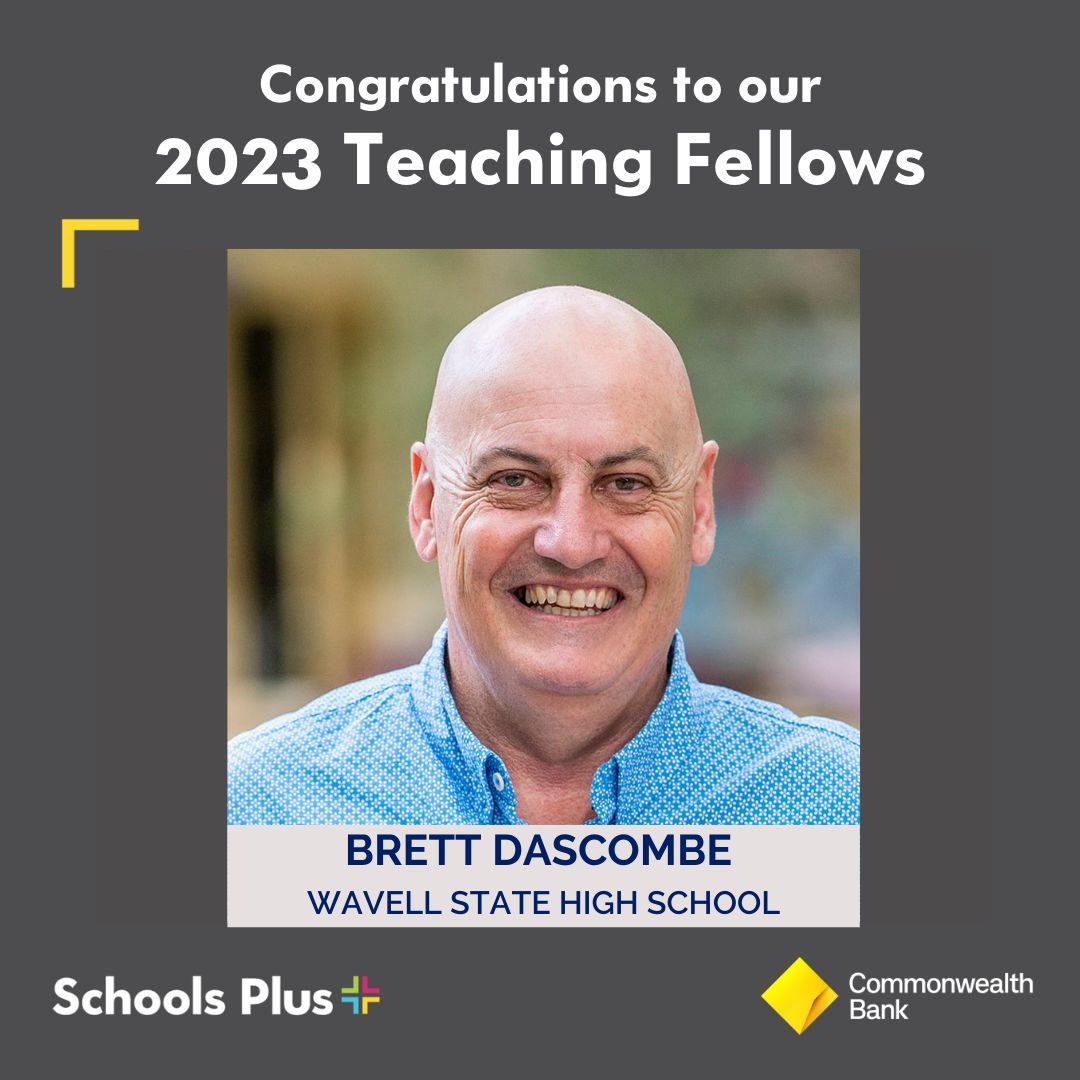 We congratulate Brett Dascombe on being announced as a recipient of the 2023 Commonwealth Bank Teaching Fellows Awards this week.

Brett was one of 22 inspiring teachers to have been recognised for their dedication to creating positive change in their school communities.