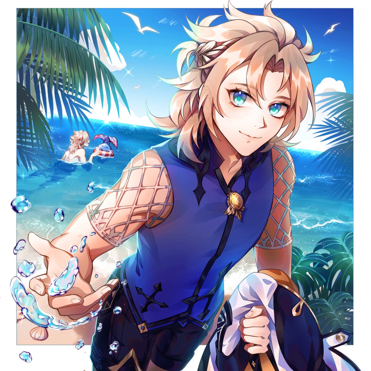 Shoryunagi's tweet photo. Happy Birthday Dearest Chalk Prince🏖️✨

#Albedo #GenshinImpact 
#アルベド生誕祭2023 #原神 https://t.co/1JCWvIGhno